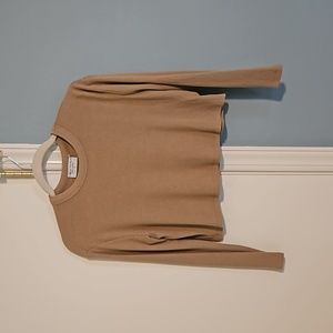 NWOT Tan Cropped Waffle Top
